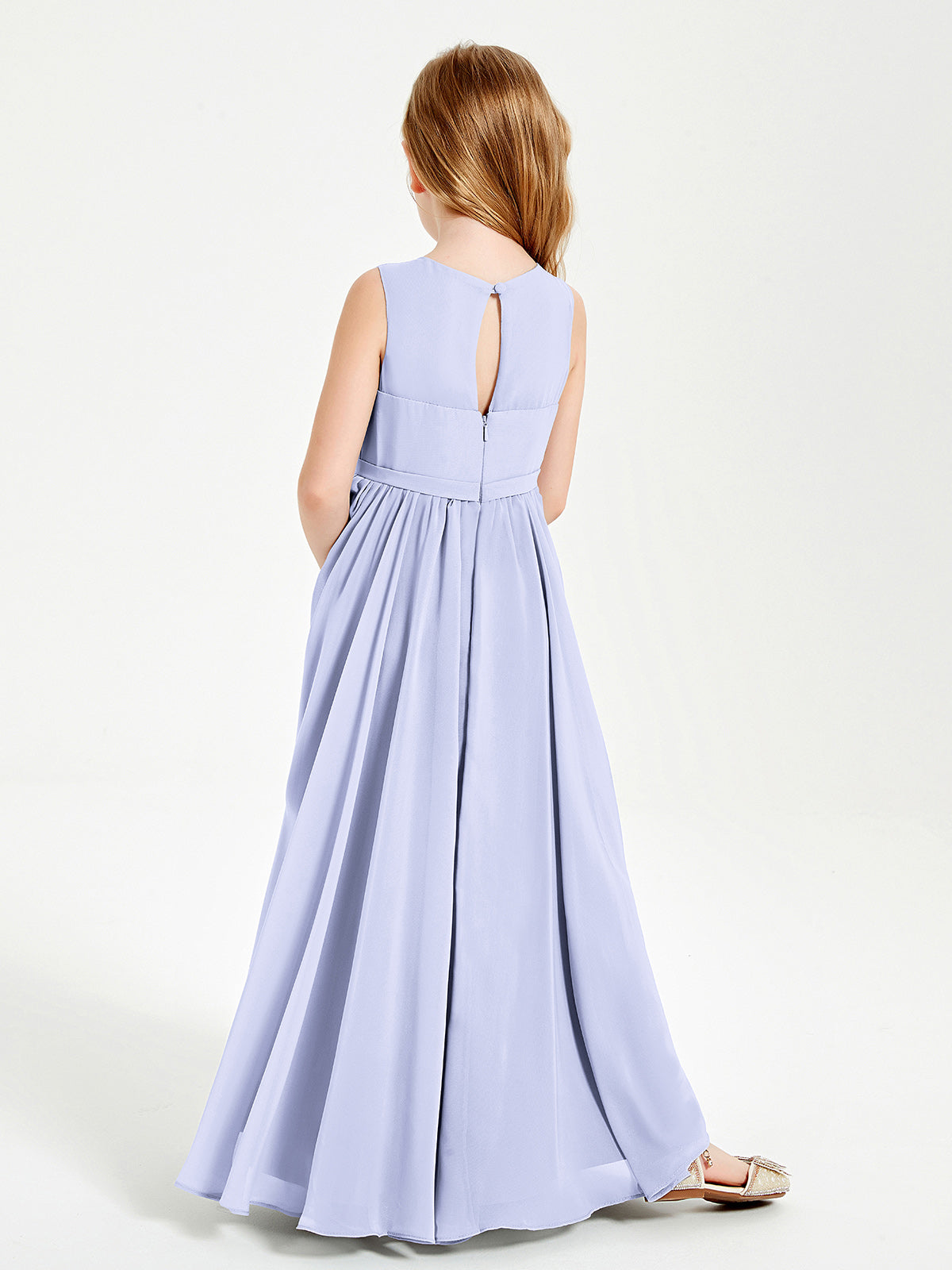 Chic Elegant Sleeveless Dresses for Junior Bridesmaids Lavender